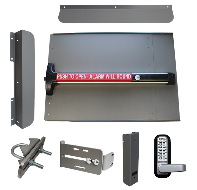 Lockey ED-63 EDGE Security Panic Shield Kit With Detex V-40 Alarm Panic Bar